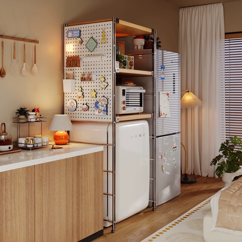 Household Shelf Storage Rack, Multi-Layer Storage Rack Above the Floor-Standing Refrigerator, Storage Cabinet under the Kitchen in the Dining Room or on the Balcony