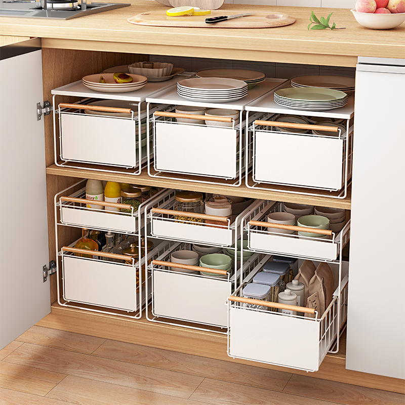 Under the cabinet under the sink rack pull-out dish dishes kitchen storage box divider drawer cutlery cup rack