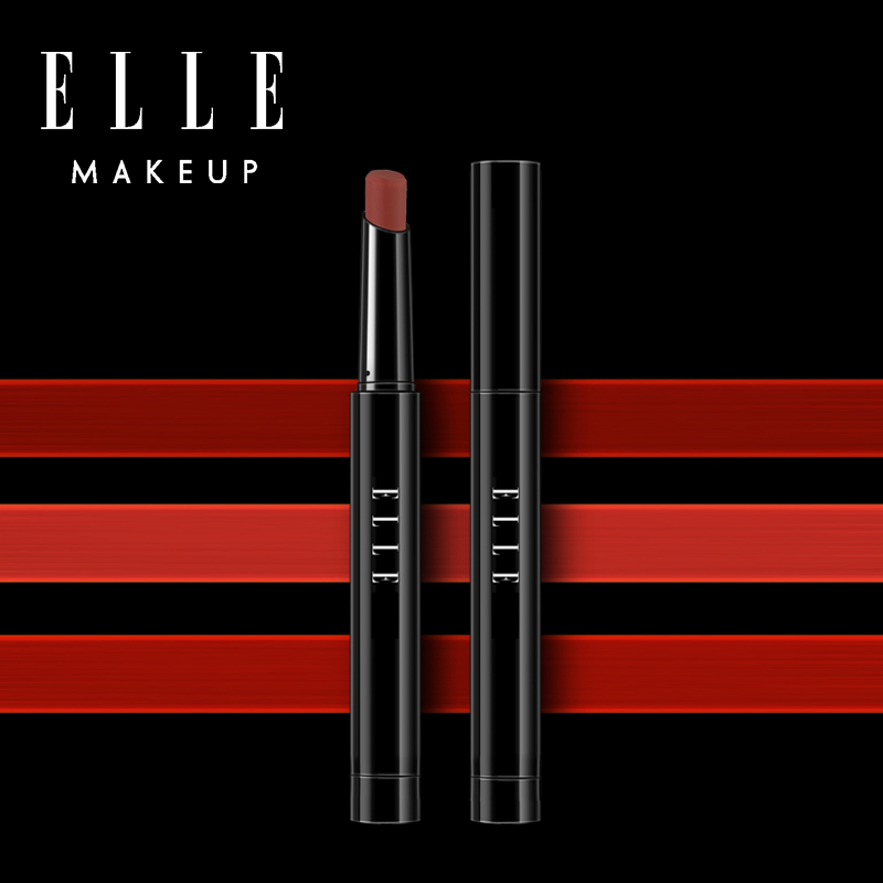ELLE Fashion Slim lip cream New color half matt makeup effect matte lipstick lipstick lipstick Red Milk Tea Caramel Color