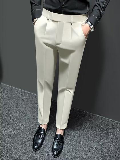 2025休闲西裤男士修身长裤子九分商务青年免烫垂坠感小脚裤子