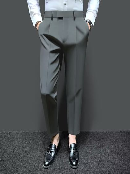 2025休闲西裤男士修身长裤子九分商务青年免烫垂坠感小脚裤子