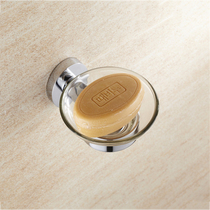 Stainless steel soap rack laundry soap box frosted glass round cleansing soap dish tray storage rack without punching