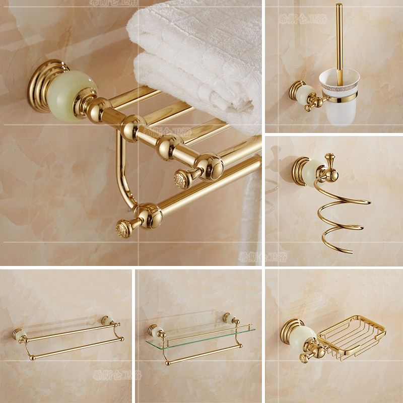 Stainless steel Qingyu bathroom pendant bath towels Eurostyle Golden Towel Rod Dressing Room Wall Shelve Towel Rack