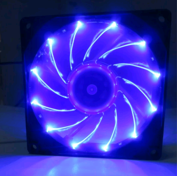 New clear cabin 12cm Blu-ray host shell fan LED white light 12 cm CPU fan power supply mute 12V