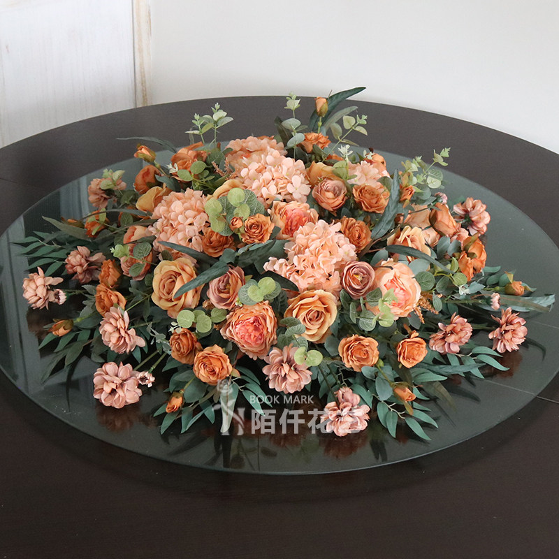 High-end Hotel Dining Table Emulation Floral Pendulum Pieces Swing Table Large Round Table Turntable Table Flower Furnishing restaurant Decorative Floral-Taobao
