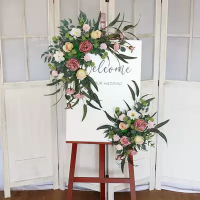 Triangle water brand flower wedding props wedding welcome card simulation flower art hotel water brand creative signage door flower