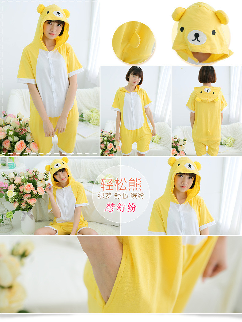 Dép bông ngắn tay động vật một mảnh đồ ngủ khủng long Pikachu nam giới và phụ nữ các cặp vợ chồng phim hoạt hình cha mẹ và con dịch vụ nhà mùa hè