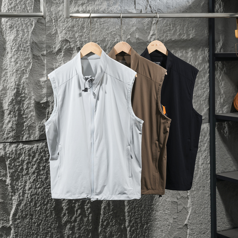 Leavo Johnson Laser Perforated Breathable Spring and Summer Thin Sun Protection Outdoor Sports Versatile Vest Men's Vest