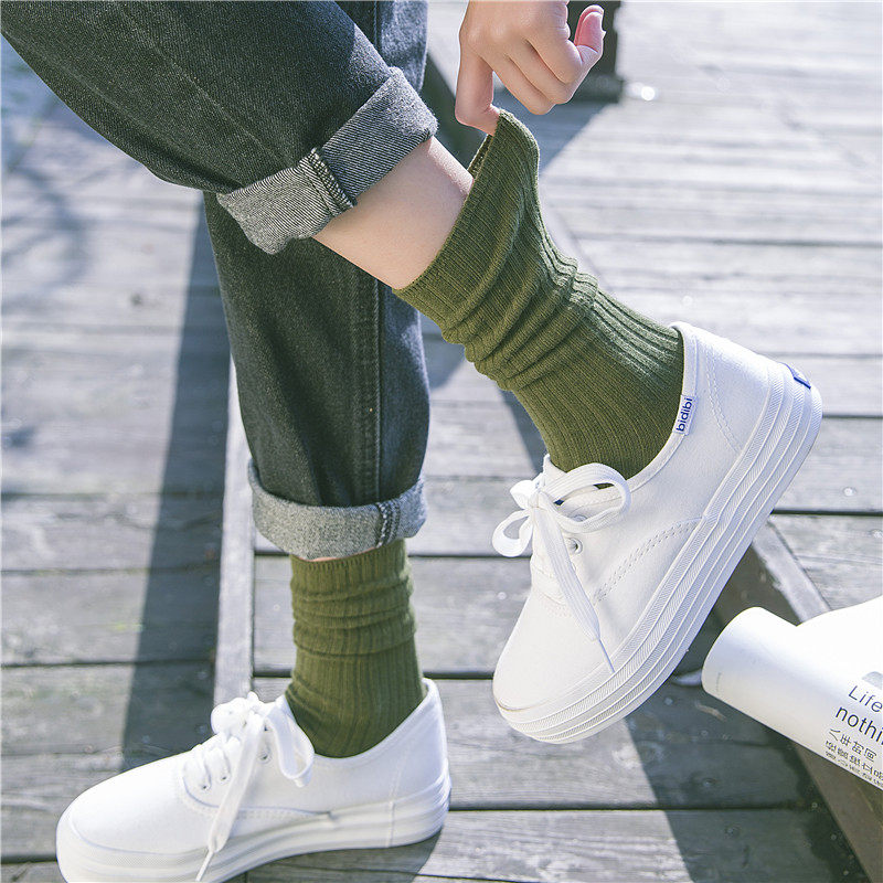 Socks Children Autumn Winter Days Ensemble Retro Bubble Socks Spring Autumn 100 Hitch Bowl Socks Korean Version College Wind Pure Cotton Long Socks
