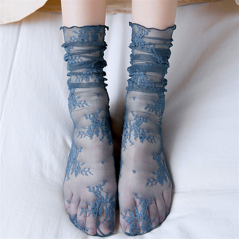 Lace lace fairy socks women's socks Japanese mesh socks summer thin transparent bubble socks hollow stockings