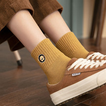 Socks Children Autumn Winter Pure Cotton Medium Socks ins Chains 100 lap days Cute Cartoon Embroidered Puppies Han Edition College Wind