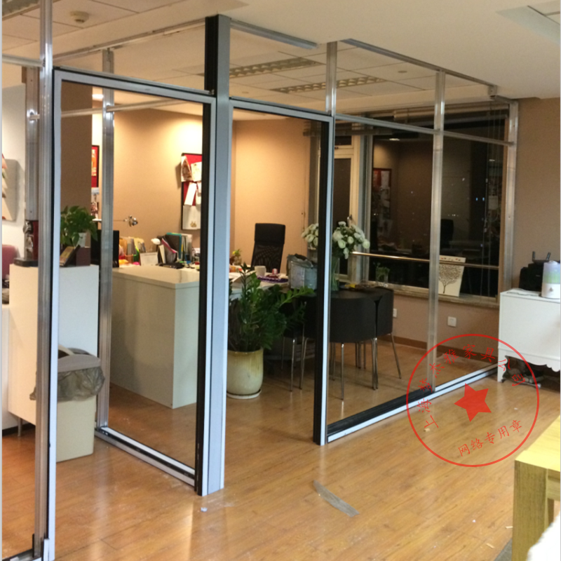 Shanghai aluminum alloy 80 high partition screen with shutter compartment wall office tempered glass partition wall