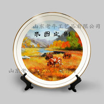 Customized gold-edged plate pattern custom bone porcelain plate commemorative gift ceramic decoration plate printing LOGO classmates