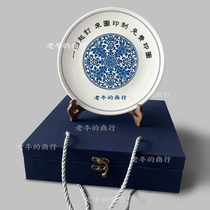 Customized photo gift plate bone porcelain gold edge Decoration medal plate commemorative event ceramic plate decoration custom logo