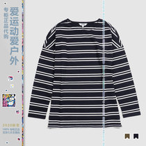 AIGLE Ladies Outdoor Cotton Striped T-shirt j9282tumir9284 Ai High Round Neck Long Sleeve Polo Shirt