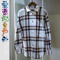 Womens check long sleeve shirt aigle aigle SHAMEW cotton casual N4213 standard collar N4214