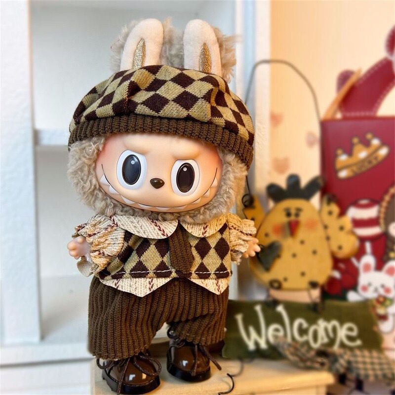 17cm Labubu Baby Clothes Labubu Enamel First and Second Generation Clothes Trendy Cool Doll Replacement Small Fragrant Style Sweater Clothing