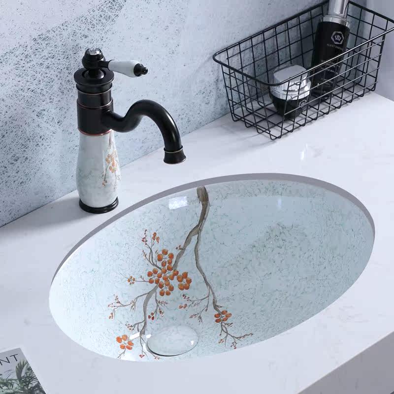 Labenie (LABEINI) New Chinese stage washbasin flush washbasin embedded home square ceramic table basin face