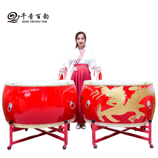 Big drum, cowhide drum, adult dragon drum, Chinese red lion dance drum, children's performance war drum, wooden hall drum, majestic gongs and drums