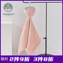  TheGreenParty cute hanging hand towel cotton cartoon household hand towel small towel cartoon thickening