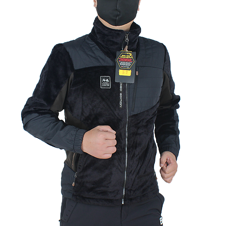 Winter outdoor fleece jacket men's stand-up collar warm slim sports hiking hiking jacket casual zipper jacket outer wear