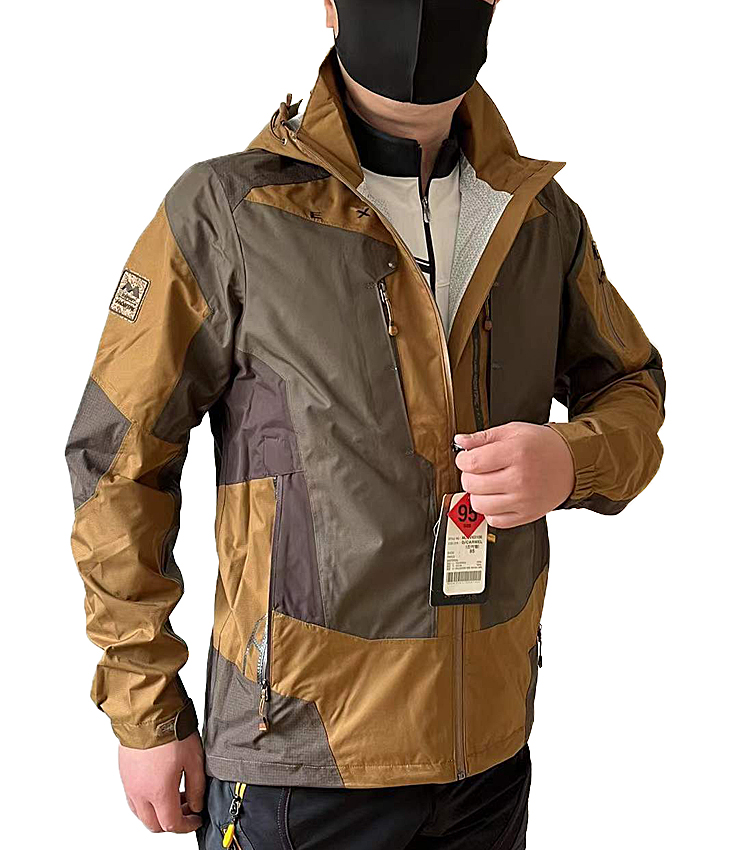 Korean spring outdoor hiking suit hooded slim slim rubber storm jacket men's windproof waterproof splicing single punch jacket
