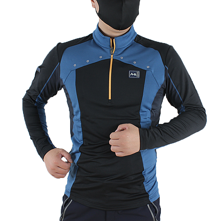 Spring and autumn season long sleeve speed dry T-shirt male body upright collar outdoor climbing beat bottom-shirt elastic breathable splicing quick drying clothes