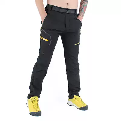Outdoor assault pants men's warm and breathable soft shell fleece pants winter waterproof splicing mountaineering pants anti-absorbent elastic leisure Leisure