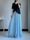 Gentle Style Pleated Skirt, Women's Spring and Summer Slimming Loose Irregular Large Hem Skirt, Blue Super Fairy Chiffon Long Skirt