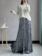 Velvet Skirt for Women, Long Draped Skirt, Autumn and Winter Retro Pleated Skirt, Elastic Waist, Fleece-Lined, Extended Flared Skirt, Umbrella Skirt