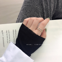 Korean fashion personality retro zircon index finger ring female super flash rhinestone chic row drill trampoline ring ins tide