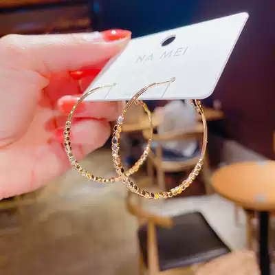 South Korea 2021 New Tide Net red ear jewelry s925 sterling silver earrings female fashion exaggerated personality circle ring earrings