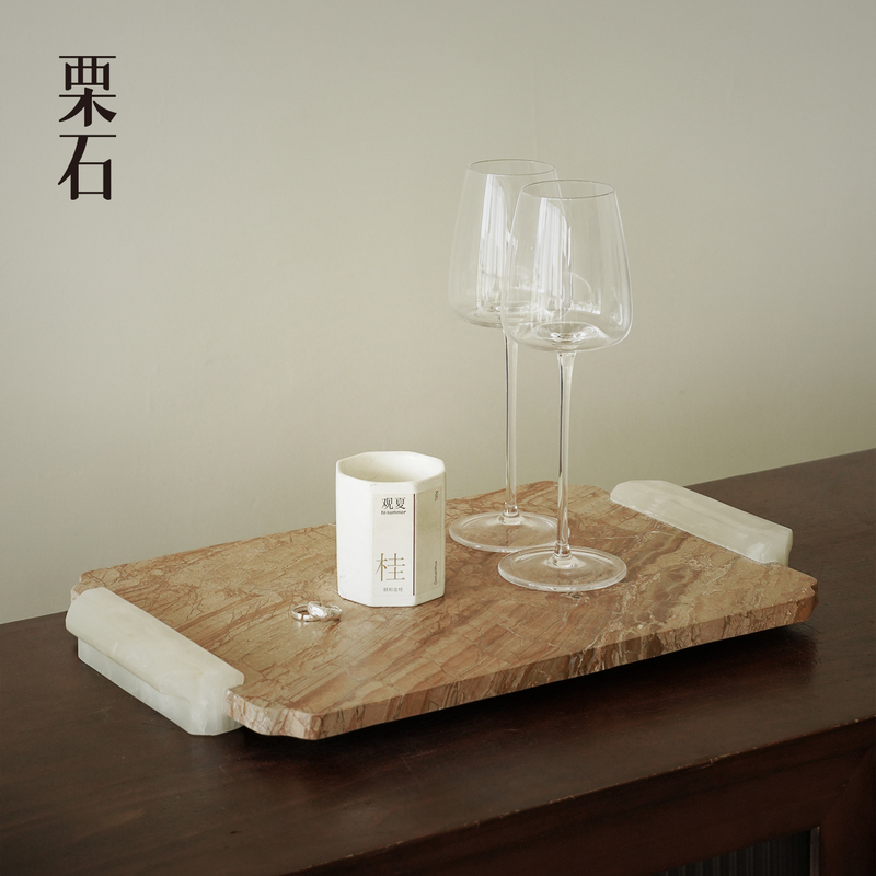 Natural Marble Incense Tray in the Style of Wabi-Sabi, Luxury Stone High-End Tray for Entryway, Bathroom, Perfume, and Jewelry Storage