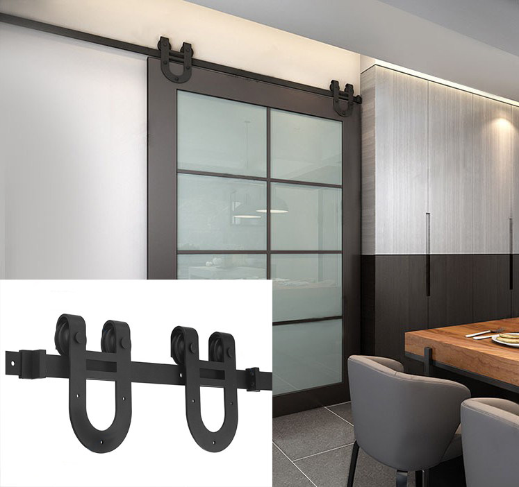 American barn door track track track kitchen toilet door sliding door cut door pulley pulley pulley guide rail hardware