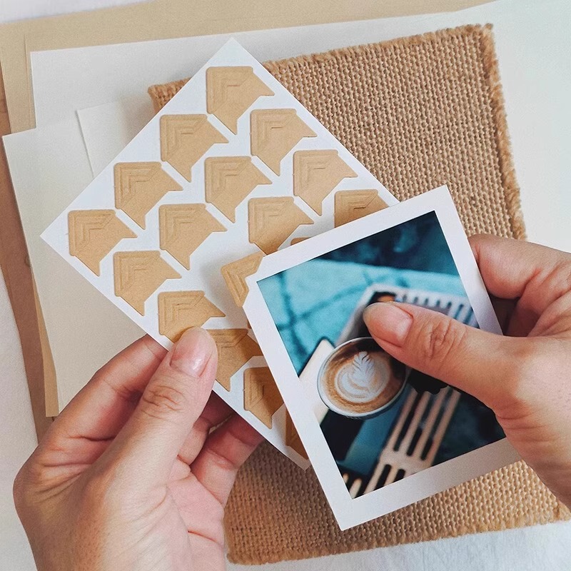 Kraft Paper Corner Stickers, Photo Album Corner Stickers, Photo Corner Protectors, DIY Photo Corner Wraps, Photo Album Photo Paper, Journal Photo Corner Fixing Stickers, Polaroid Stickers, Transparent Base, Four-Corner Card Decoration, Can Be Pasted