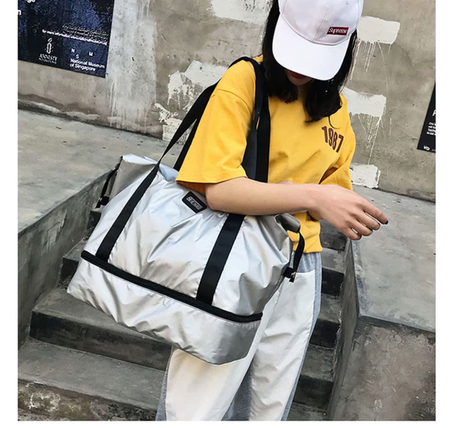 Túi du lịch nữ xách tay lưu trữ ánh sáng Phiên bản Hàn Quốc của phụ nữ khoảng cách ngắn dung lượng lớn lưới màu đỏ du lịch túi thể dục túi hành lý - Túi du lịch túi du lịch adidas