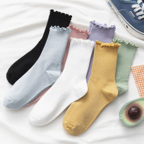 Lace Socks Female Midtubes Socks Summer Thin LOVELY DAY ENSEMBLE JK HEAPS PILE SOCKS WOMENS AGARIC SIDE PURE COTTON HIGH BUNCH OF STOCKINGS