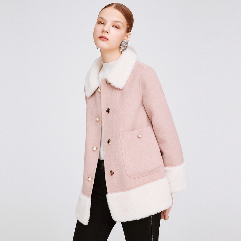 Coat 2019 Winter New Big Pocket Grain len Double-Sided bóng Thánh Vịnh nữ