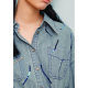 Keyan 2023 Spring Sequin Embroidered Waist Shirt Shirt Denim Dress