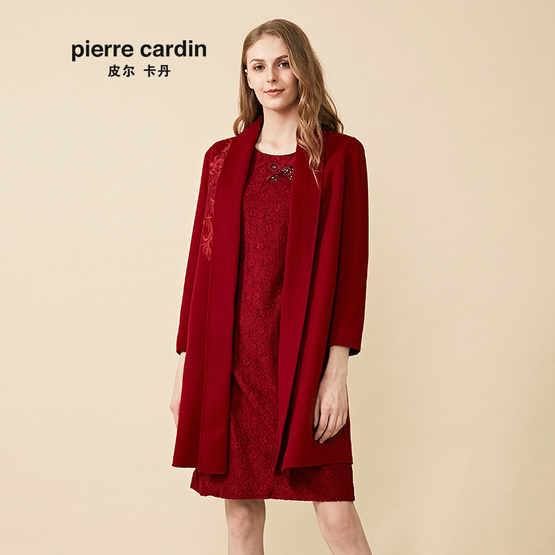 2019 mùa thu / mùa đông mới Red len Coat Thời trang Girl Coat Pilkadan nữ Festive Mẹ ăn mặc