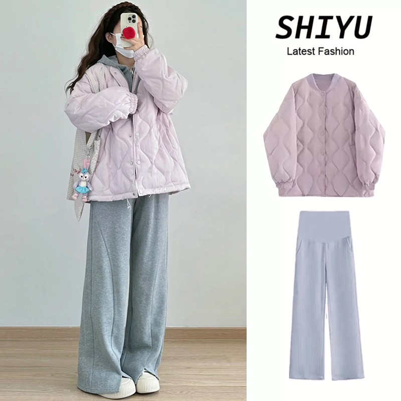Maternity Wear Autumn and Winter Suit 2026 New Loose Cotton Clothes Jacket Top Casual Sweatshirt Casual Two-Piece Set