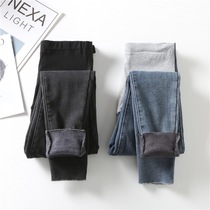 Pregnant women pants pants autumn wear trousers fashion black pregnant women jeans plus velvet padded autumn and winter pants