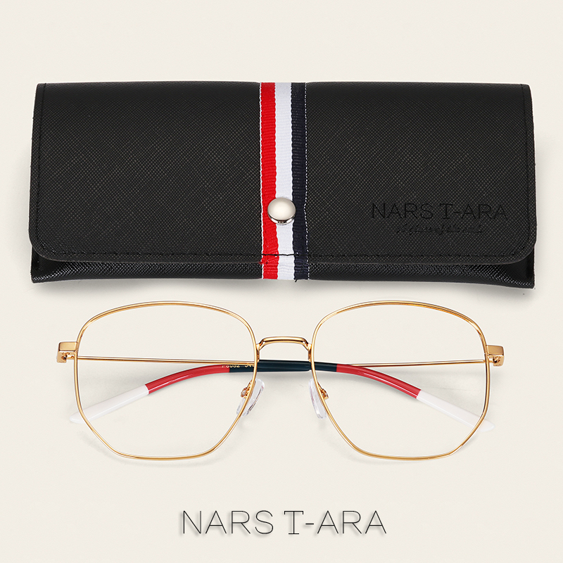 Ultralight Titanium retro polygon myopia glasses female bandwidth glasses frame mesh red color can be matched by male and female scattered light