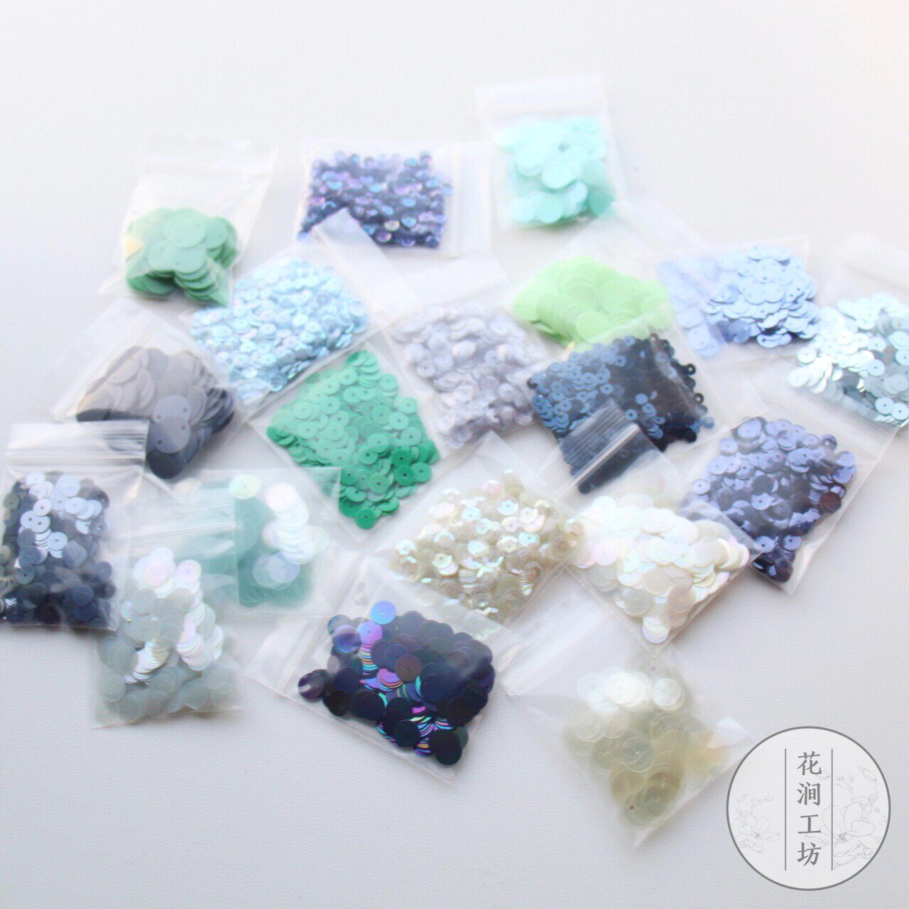 Flowery Workshop Blue Green Bright Sheet Ensemble Method Embroidered Embroidery Special Random Size 20 Color Suit