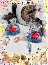 Sugicat hand-made beaded goldfish bag keychain cute ancient Kitty cat water-filled pendant Showa style