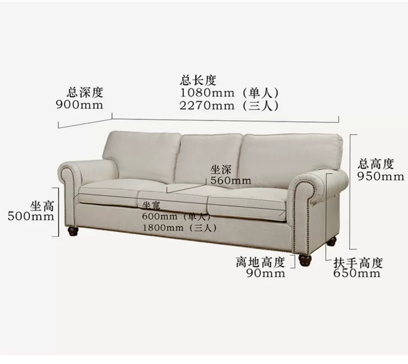 Đất nước Mỹ vải lanh sofa vải lanh đơn đôi ba người có thể giặt được gạo Tang nhà Mỹ - Ghế sô pha