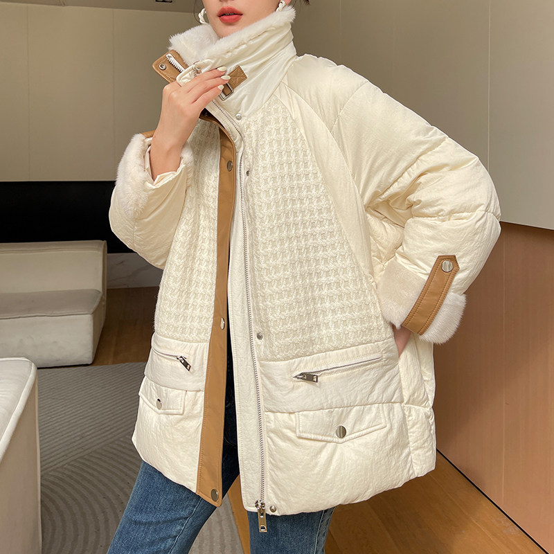 Imported mink - collar white velvet feather feather feather feather feather feather for long - term splicing wool 2022 fashion coat