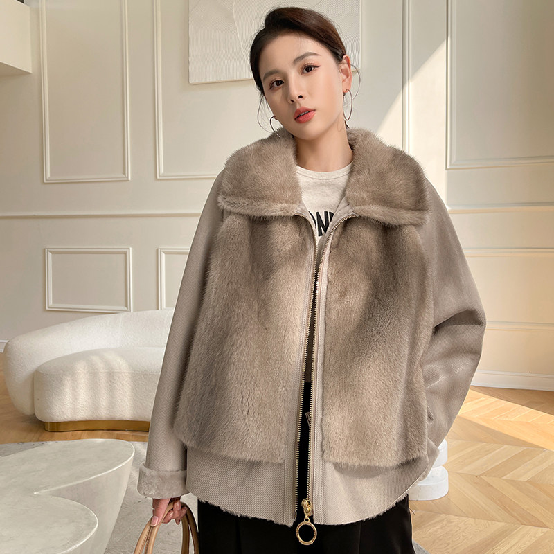 Merino fur integrated women's Korean style coat 2022 winter new lamb wool coat mink fur casual fur