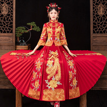 Xiuhe clothing summer thin 2021 new bridal wedding dress Chinese dragon and phoenix coat toast dress pregnant woman large size
