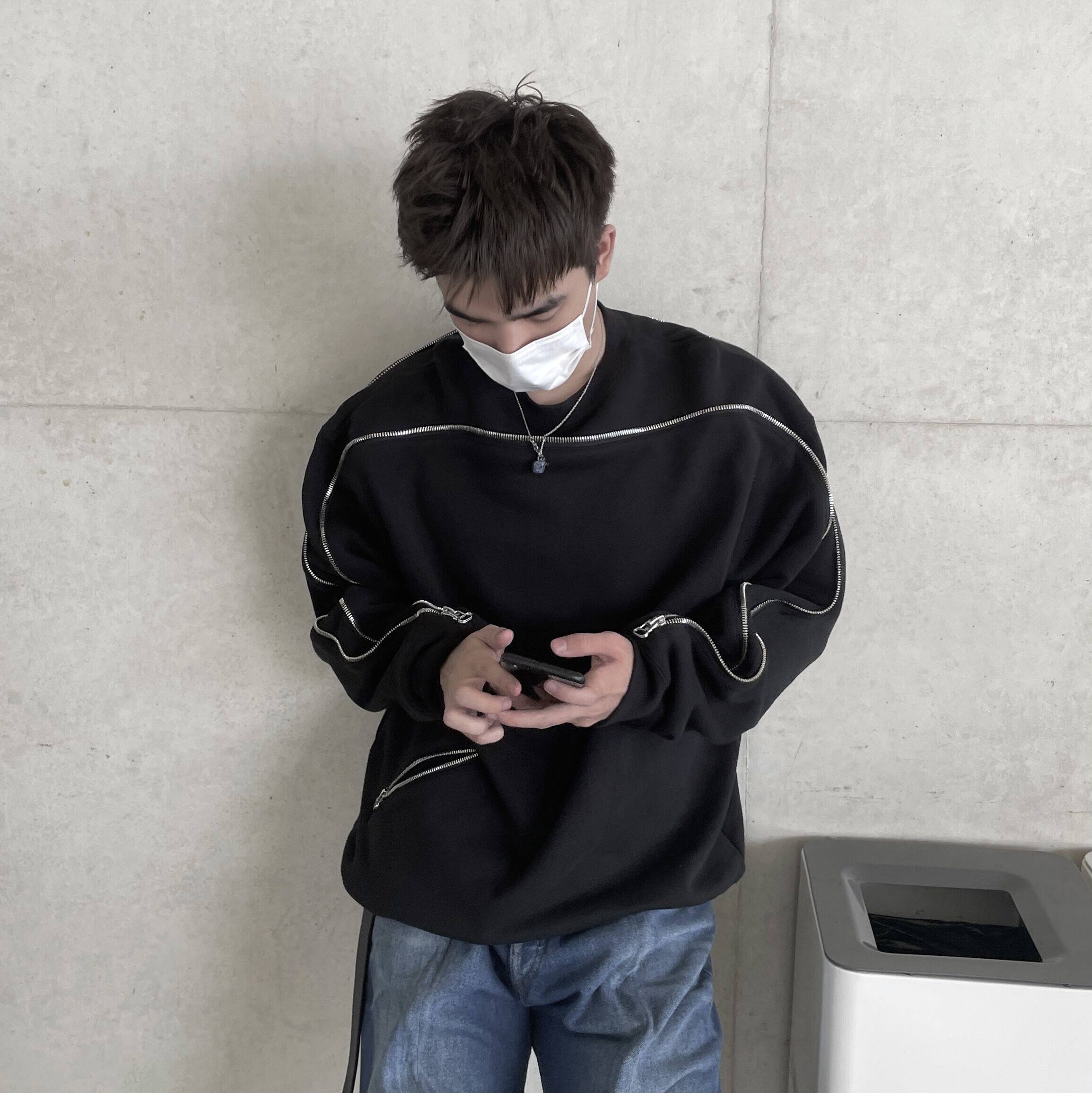 ROOLRREN 21fw heavy weight YKK8 corn tooth zipper loose VIBE pullover sweater